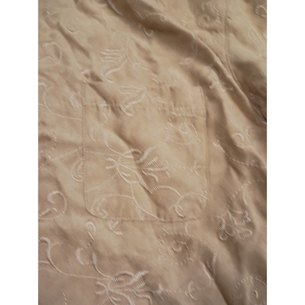 Croft & Barrow‎ Button Down Shirt 3X Tan Faux Suede Embroidered Floral Blouse - Picture 2 of 9